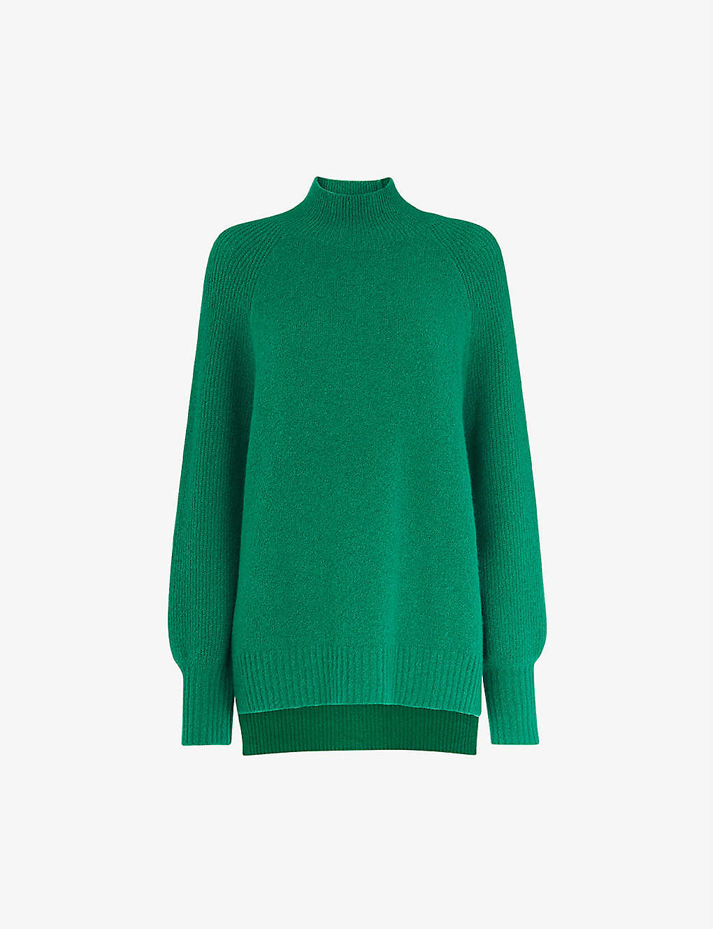 Whistles Funnel-neck Balloon-sleeved Stretch Knitted Jumper In Green