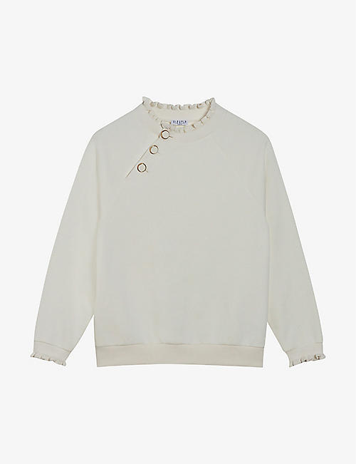 CLAUDIE PIERLOT: Tape high-neck buttoned cotton-blend sweatshirt