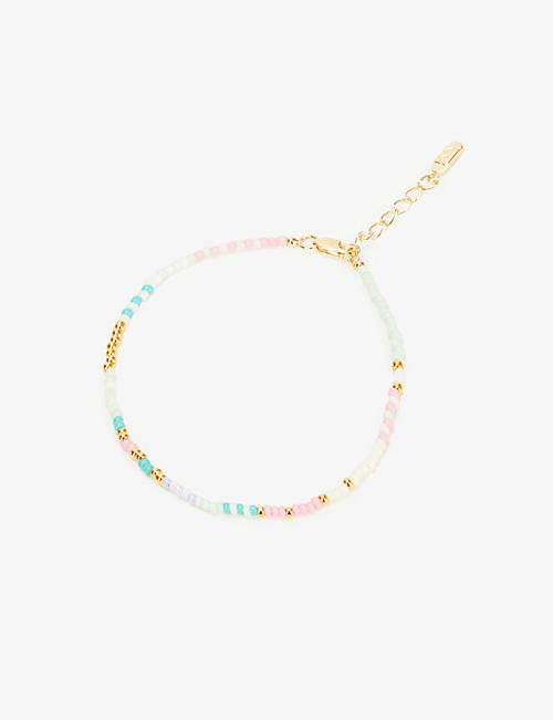 EDGE OF EMBER: Aya Pastel 18ct-yellow gold-plated sterling silver and glass beaded bracelet