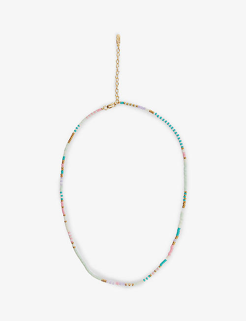EDGE OF EMBER: Aya Pastel 18ct-yellow gold-plated sterling silver and glass beaded necklace