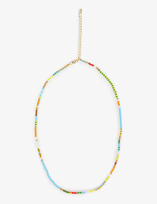 EDGE OF EMBER: Aya Vibrant 18ct-yellow gold-plated sterling silver and glass beaded necklace