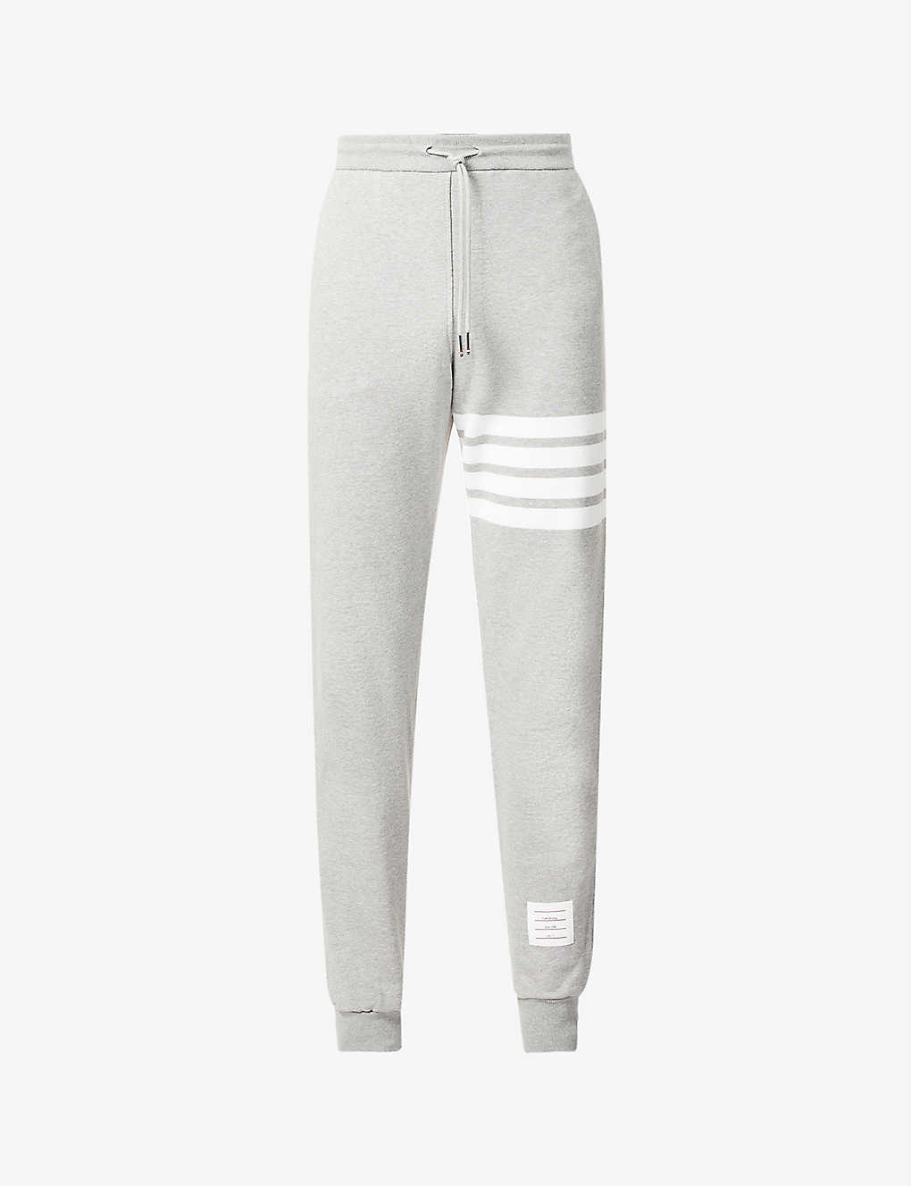 Thom Browne Four-bar Slim-fit Cotton Jogging Bottoms In Light Grey
