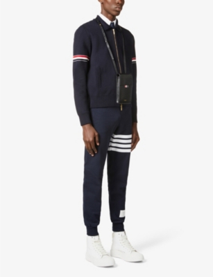 Shop Thom Browne Men's Vy Four-bar Slim-fit Cotton Jogging Bottoms In Navy