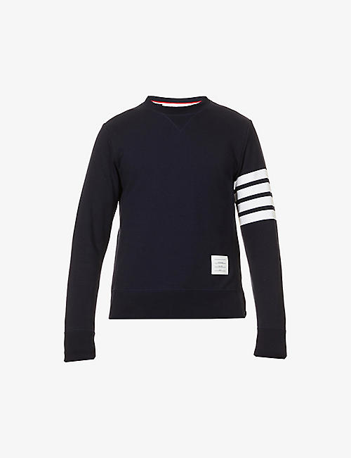 THOM BROWNE: Striped-trim regular-fit cotton-jersey sweatshirt