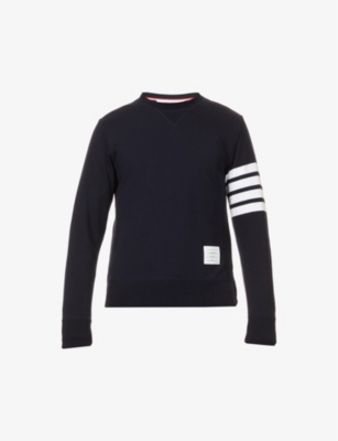 Striped-trim regular-fit cotton-jersey sweatshirt