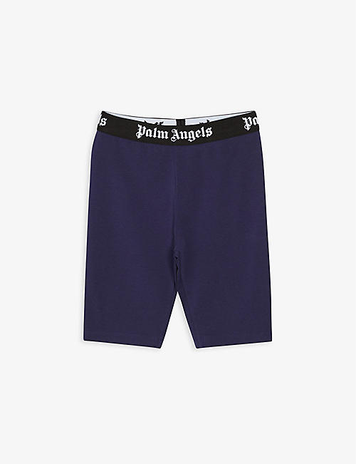 PALM ANGELS: Logo-tape stretch-cotton cycling shorts 6-12 years