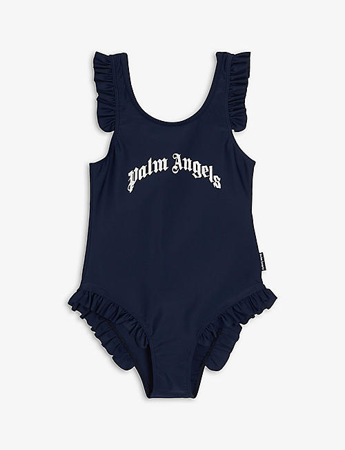 PALM ANGELS: Logo-print ruffled shell swimsuit 4-12 years