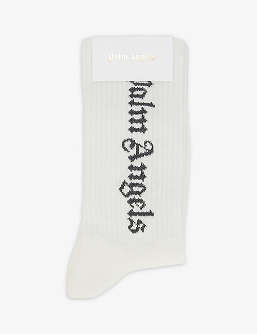 PALM ANGELS: Kids logo-print stretch-cotton socks
