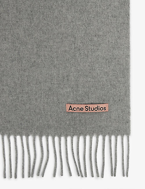 Acne Studios Wool Logo Scarf in Beige Womens Mens Accessories Mens Scarves and mufflers Natural 