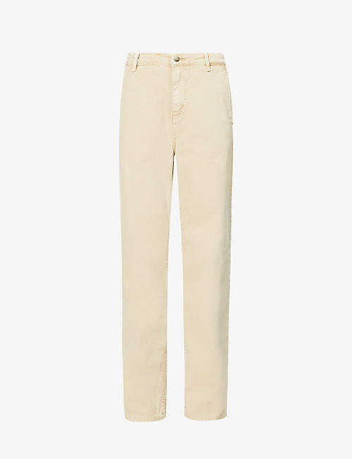 CARHARTT WIP: Pierce logo-embroidered straight-leg high-rise stretch-cotton jeans