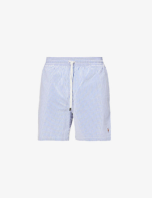 POLO RALPH LAUREN: Traveller logo-embroidered cotton and recycled polyester-blend swim shorts