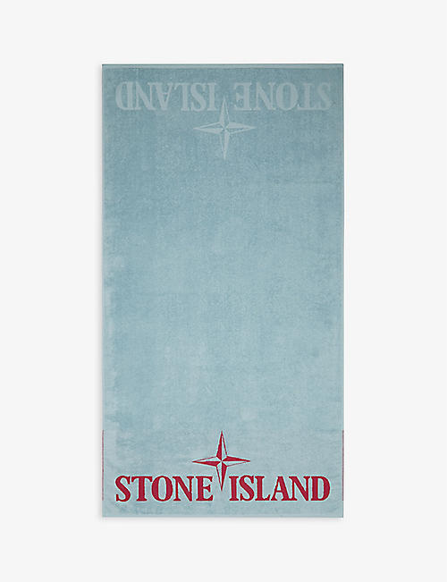 STONE ISLAND: Logo-intarsia cotton beach towel
