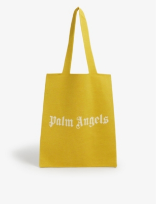 PALM ANGELS LOGO KNITTED WOOL-BLEND SHOPPER BAG