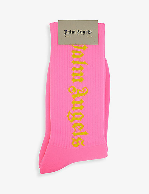 PALM ANGELS: Logo-print stretch-woven socks