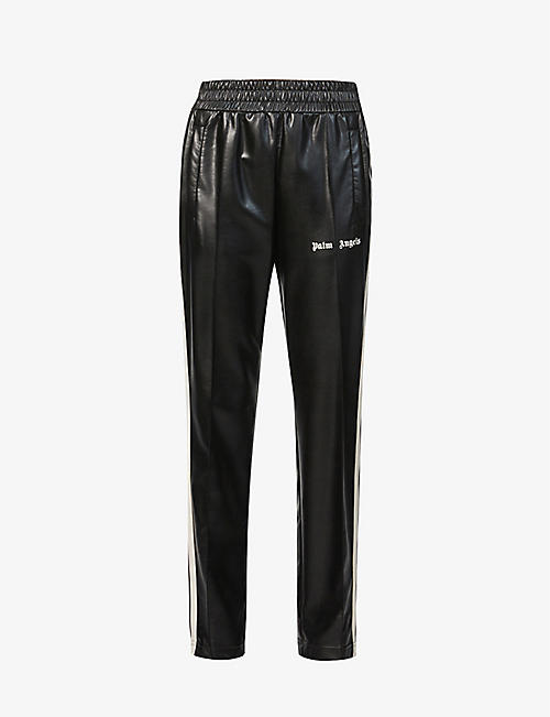 PALM ANGELS: Side-striped faux-leather jogging bottoms