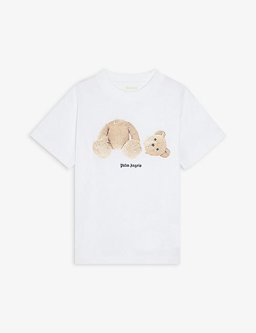 PALM ANGELS: Bear-print short-sleeved cotton T-shirt 4-10 years