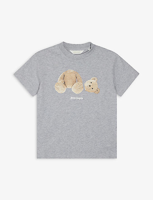 PALM ANGELS: Branded bear-print cotton T-shirt 6-10 years