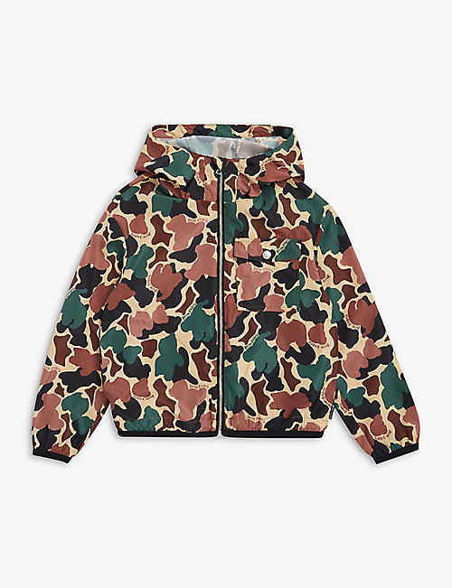 PALM ANGELS: Camouflage-print hooded shell windbreaker jacket 8-12 years