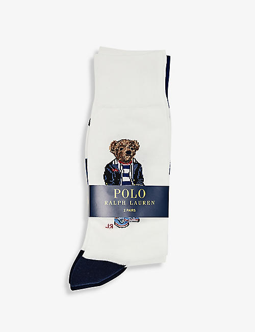 POLO RALPH LAUREN: Pack of two branded stretch-knit socks