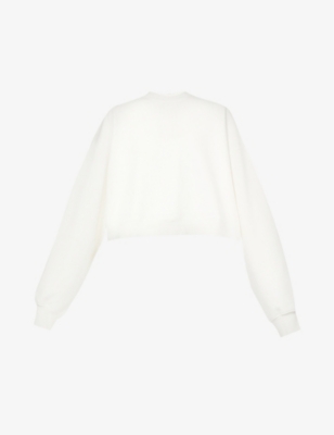 Wardrobe.nyc Womens White X Hailey Bieber Relaxed-fit Cropped Cotton-jersey Sweatshirt