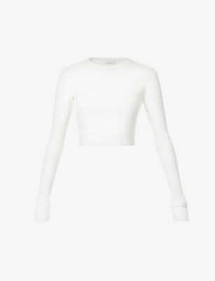 Wardrobe.nyc Womens Off White X Hailey Bieber Round-neck Stretch-cotton Top