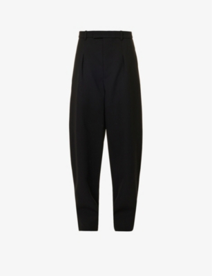 Wardrobe.nyc Pleated Virgin Wool Loose Fit Tailored Pants In Black