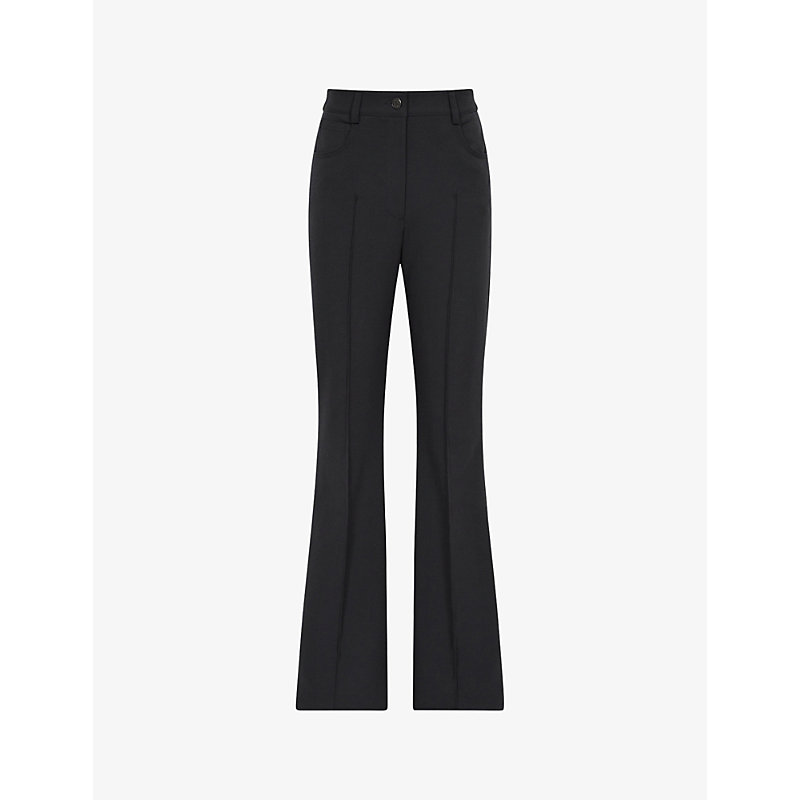 REISS REISS WOMENS NAVY FLO FLARED HIGH-RISE STRETCH-WOVEN TROUSERS,55807327