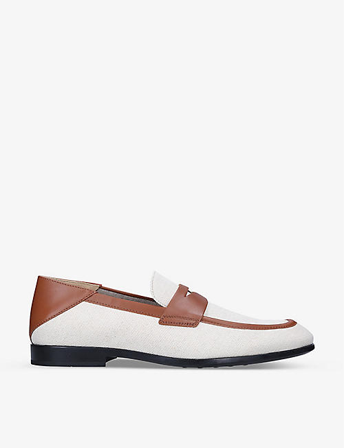 TODS: Tod's folding-heel canvas and leather penny loafers