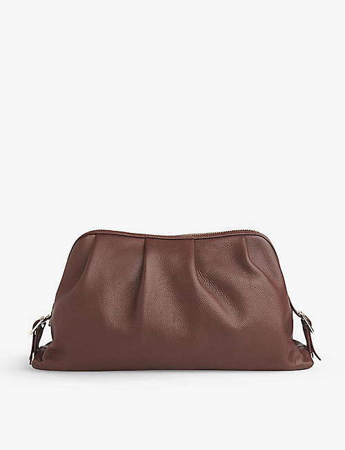 WHISTLES: Austen pleated leather clutch bag