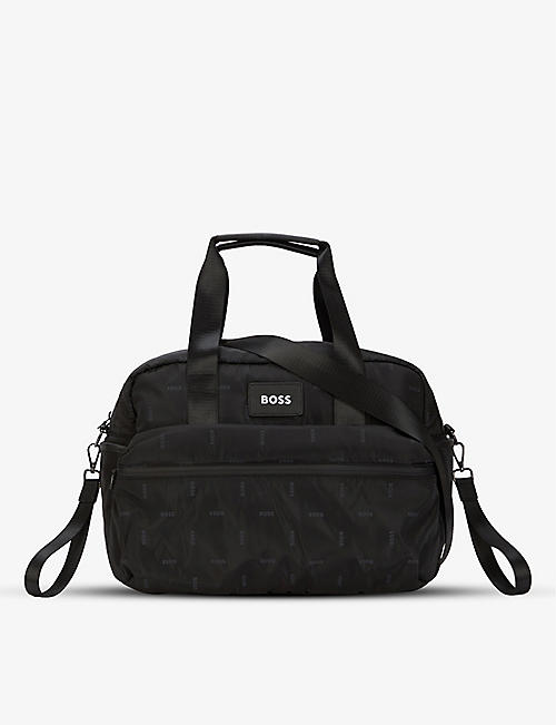 BOSS: Logo-patch shell holdall baby bag