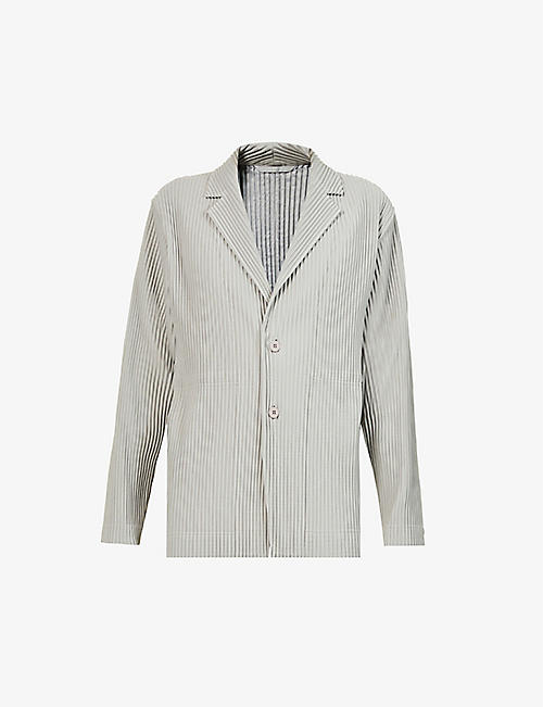 HOMME PLISSE ISSEY MIYAKE: Pleated single-breasted woven jacket
