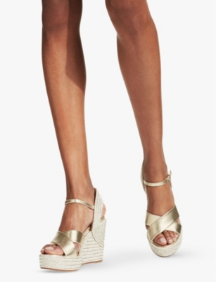 JIMMY CHOO: Dellena 100 leather wedge sandals