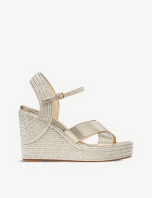 JIMMY CHOO: Dellena 100 leather wedge sandals
