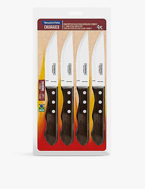 TRAMONTINA: Logo-print stainless-steel wood steak knife pack of four