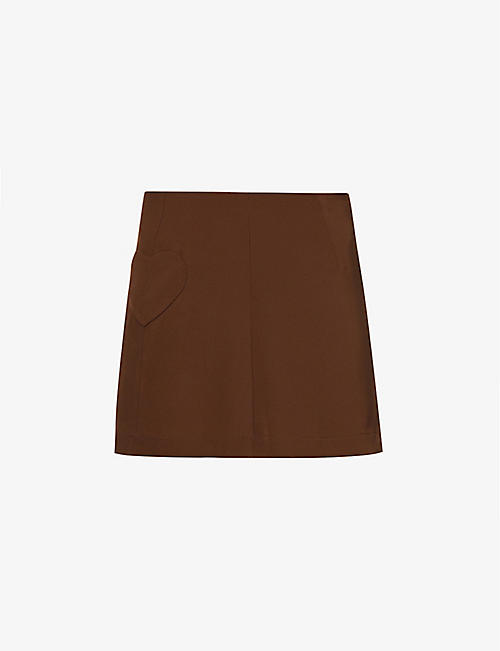 MIRROR PALAIS: Heart-pocket high-waist silk-crepe mini skirt
