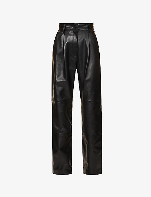 THE MANNEI: Melrose tapered high-rise leather trousers