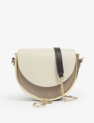 See By Chloé Mara Logo-embossed Leather Cross-body Bag In Motty Grey ...