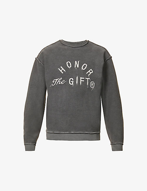 HONOR THE GIFT: Weathered brand-embroidered cotton-jersey sweatshirt
