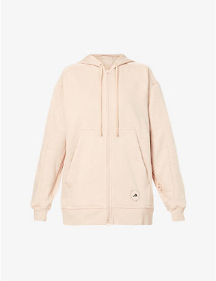 ADIDAS BY STELLA MCCARTNEY: Logo-print relaxed-fit organic-cotton and recycled-polyester blend hoody