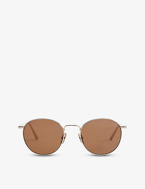 REISS: Round stainless-steel sunglasses