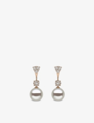 YOKO LONDON: South Sea 18ct rose-gold, 0.96ct diamond and pearl earrings