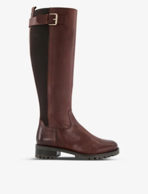 Dune Trend Leather Knee-high Riding Boots In Brown-leather | ModeSens