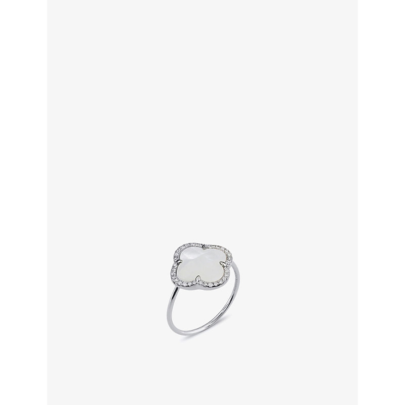 The Alkemistry Morganne Bello Clover 18ct White Gold 2ct Mother-of-pearl And 0.128ct Brilliant-cut Diamond Ring