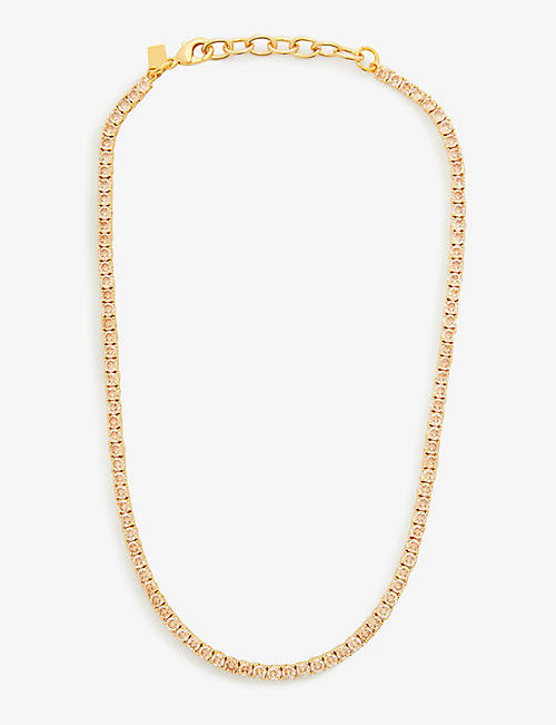 CRYSTAL HAZE: Serena 18ct yellow gold-plated brass and cubic zirconia necklace
