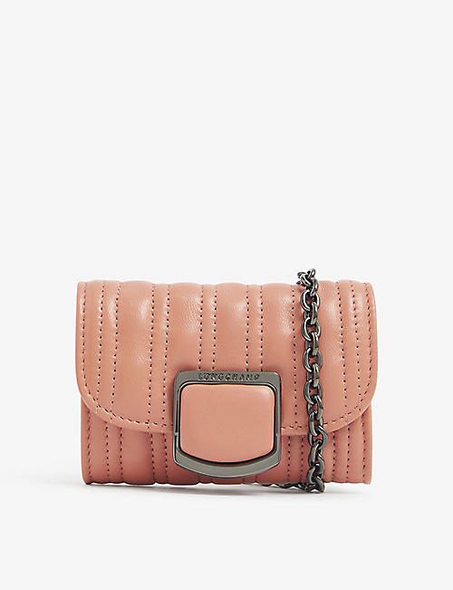 LONGCHAMP: Brioche quilted leather wallet-on-chain