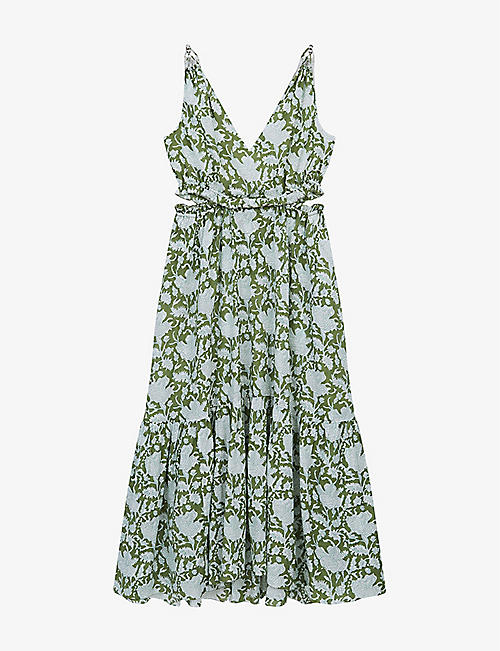 MAJE: Floral-print cotton-blend midi dress