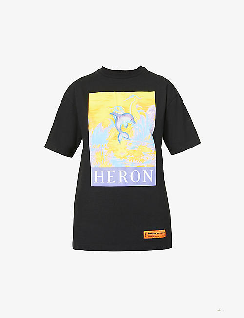 HERON PRESTON: Graphic-print relaxed-fit cotton-jersey T-shirt