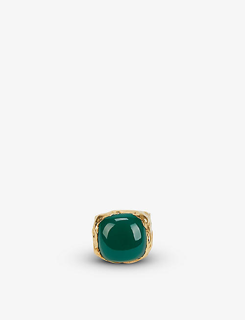 SIMUERO: Boya 18ct gold-plated recycled sterling-silver and onyx ring