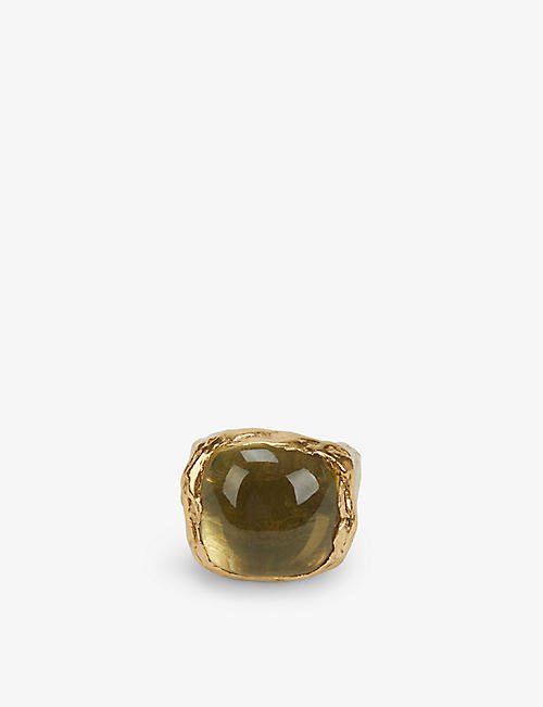 SIMUERO: Boya 18ct gold-plated recycled sterling-silver and quartz ring