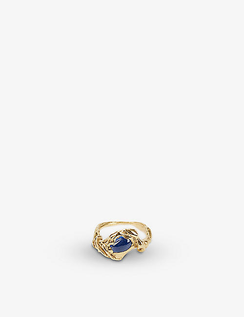 SIMUERO: Liana 18ct yellow gold-plated recycled-silver and blue kyanite ring